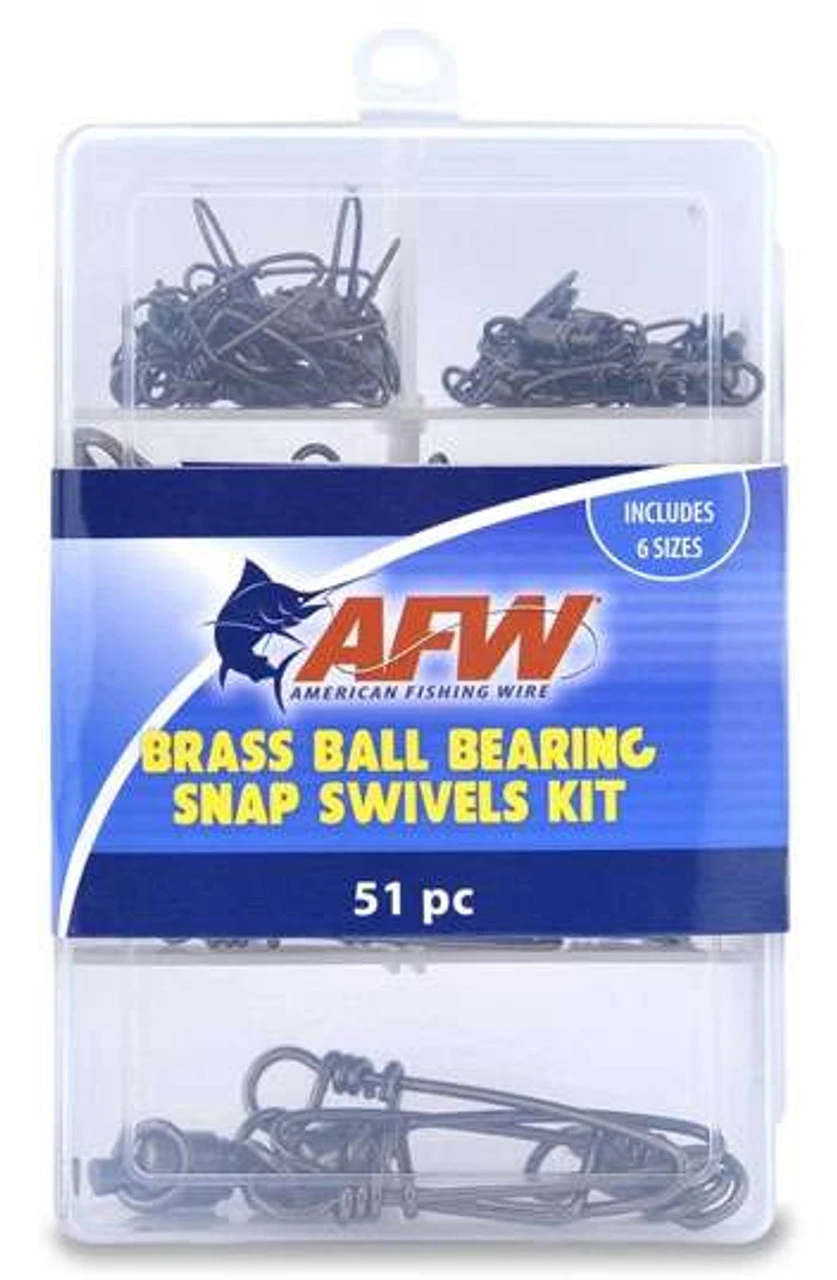 AFW TKB00007 Brass Ball Bearing Snap Swivels Kit 51 Pieces 3 AFW TKB00007 Brass Ball Bearing Snap Swivels Kit 51 Pieces